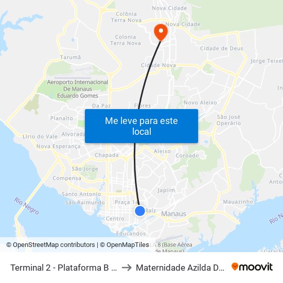 Terminal 2 - Plataforma B - ➏ Sentido Bairro to Maternidade Azilda Da Silva Marreiro map