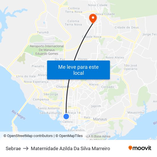 Sebrae to Maternidade Azilda Da Silva Marreiro map