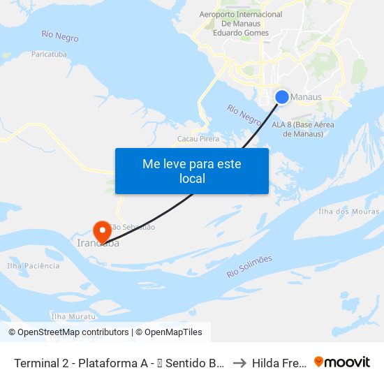 Terminal 2 - Plataforma A - ➋ Sentido Bairro to Hilda Freire map