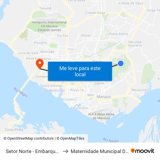 Setor Norte - Embarque/Desembarque to Maternidade Municipal Dr Moura Tapajoz map