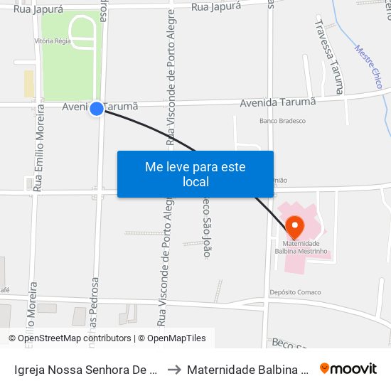 Igreja Nossa Senhora De Fátima C/B to Maternidade Balbina Mestrinho map