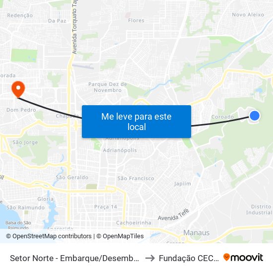 Setor Norte - Embarque/Desembarque to Fundação CECON map