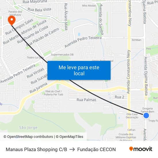 Manaus Plaza Shopping C/B to Fundação CECON map