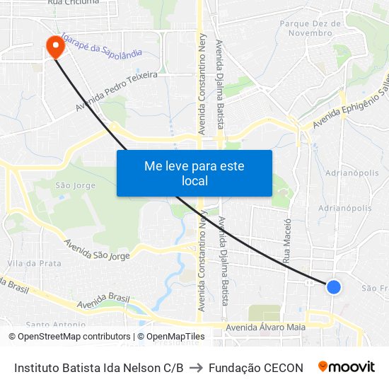 Instituto Batista Ida Nelson C/B to Fundação CECON map
