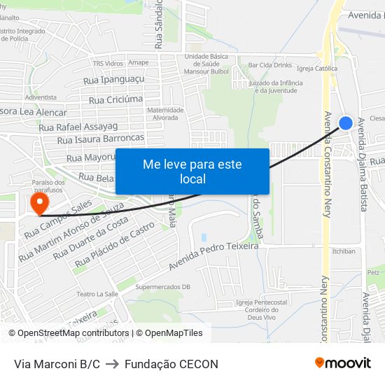 Via Marconi B/C to Fundação CECON map