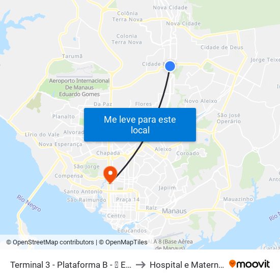 Terminal 3 - Plataforma B - ➓ Embarque Cachoeirinha to Hospital e Maternidade UNIMED map