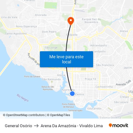 General Osório to Arena Da Amazônia - Vivaldo Lima map