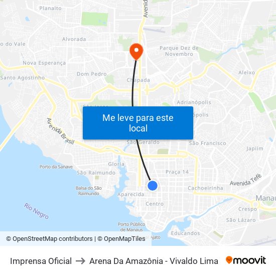 Imprensa Oficial to Arena Da Amazônia - Vivaldo Lima map