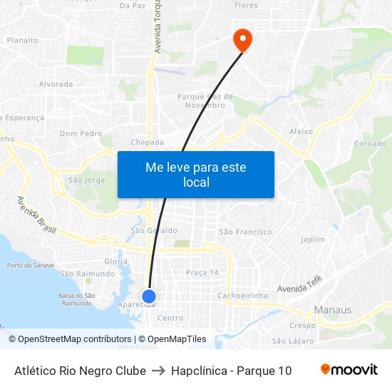 Atlético Rio Negro Clube to Hapclínica - Parque 10 map