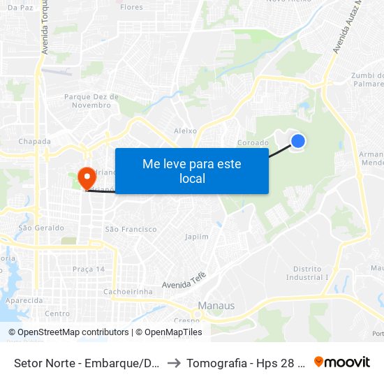 Setor Norte - Embarque/Desembarque to Tomografia - Hps 28 de Agosto. map
