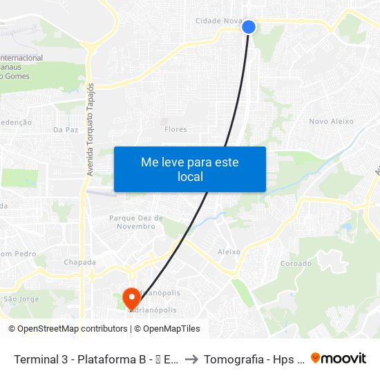 Terminal 3 - Plataforma B - ➓ Embarque Cachoeirinha to Tomografia - Hps 28 de Agosto. map