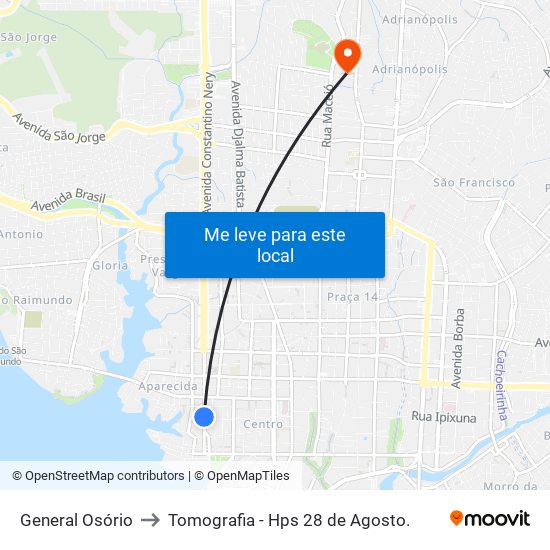 General Osório to Tomografia - Hps 28 de Agosto. map