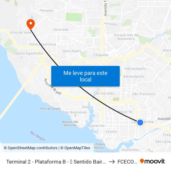 Terminal 2 - Plataforma B - ➑ Sentido Bairro to FCECON map
