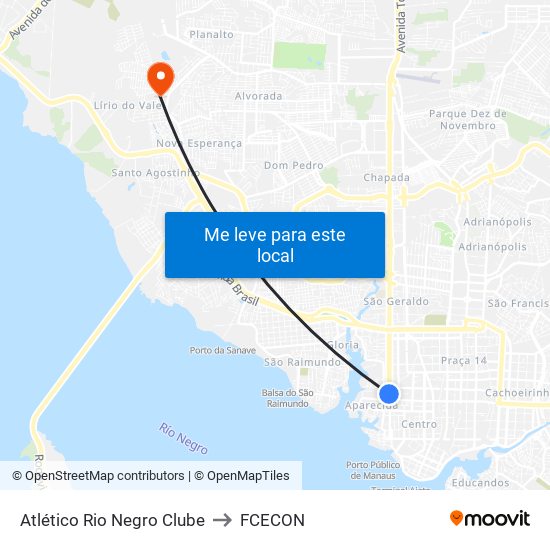 Atlético Rio Negro Clube to FCECON map