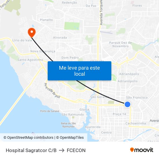 Hospital Sagratcor C/B to FCECON map
