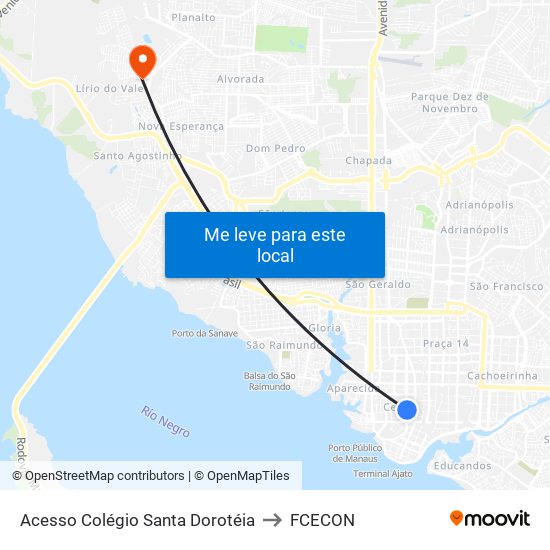 Acesso Colégio Santa Dorotéia to FCECON map