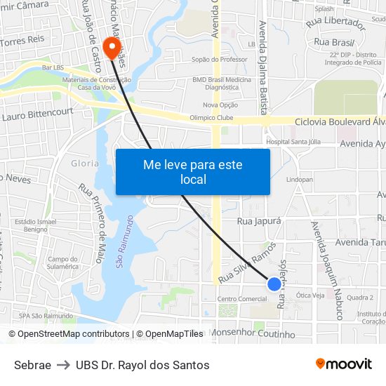 Sebrae to UBS Dr. Rayol dos Santos map