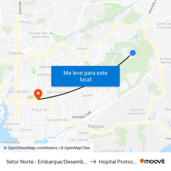 Setor Norte - Embarque/Desembarque to Hopital Protocord map