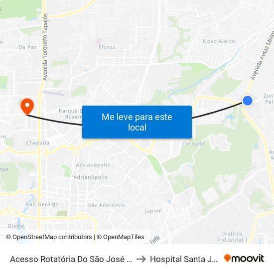 Acesso Rotatória Do São José B/C to Hospital Santa Júlia map