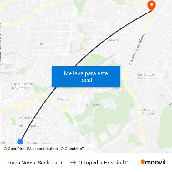 Praça Nossa Senhora De Nazaré B/C to Ortopedia-Hospital Dr.Platao Araujo map