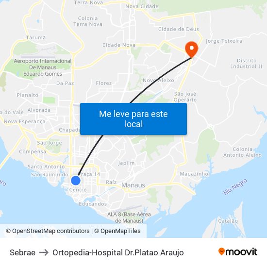 Sebrae to Ortopedia-Hospital Dr.Platao Araujo map
