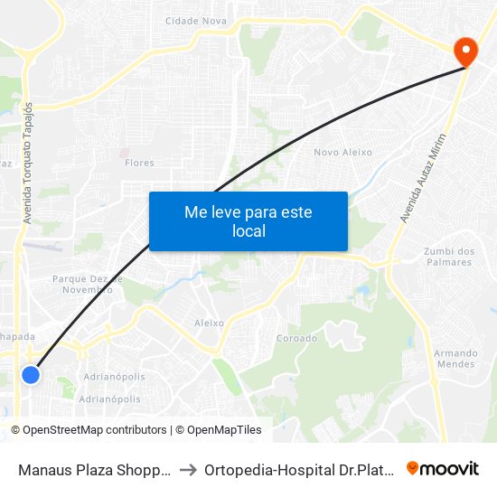 Manaus Plaza Shopping C/B to Ortopedia-Hospital Dr.Platao Araujo map