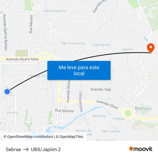 Sebrae to UBS/Japiim 2 map