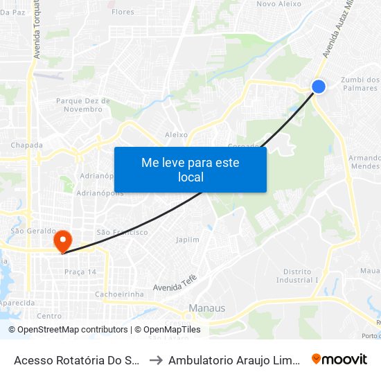 Acesso Rotatória Do São José B/C to Ambulatorio Araujo Lima - Boulevard map