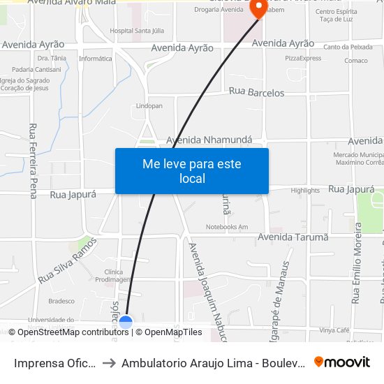 Imprensa Oficial to Ambulatorio Araujo Lima - Boulevard map