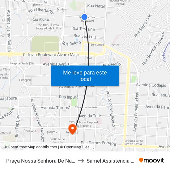 Praça Nossa Senhora De Nazaré B/C to Samel Assistência Medica map