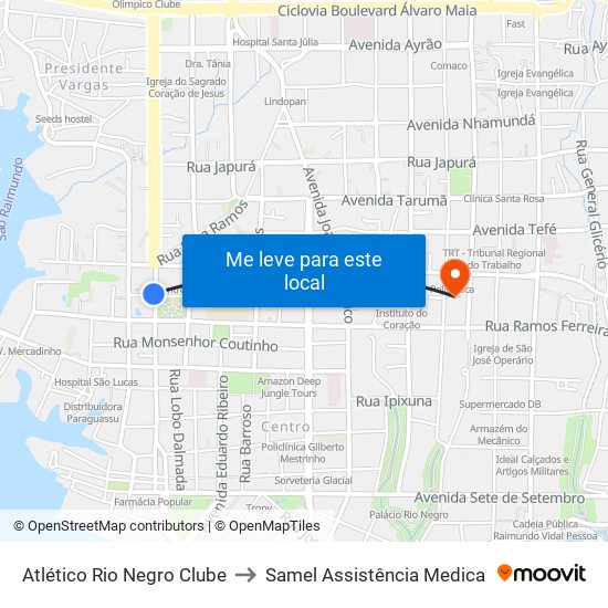 Atlético Rio Negro Clube to Samel Assistência Medica map