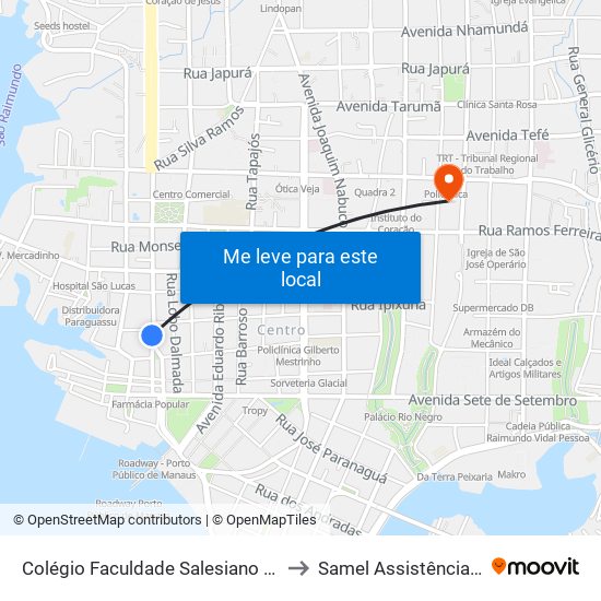 Colégio Faculdade Salesiano Dom Bosco to Samel Assistência Medica map
