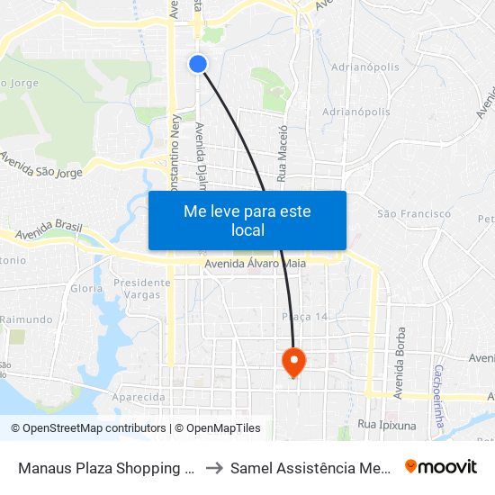 Manaus Plaza Shopping C/B to Samel Assistência Medica map