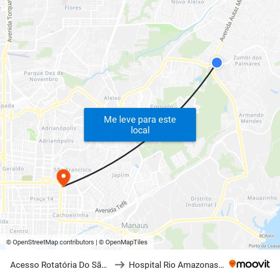 Acesso Rotatória Do São José B/C to Hospital Rio Amazonas - Hapvida map