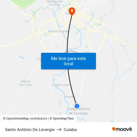 Santo Antônio De Leverger to Cuiaba map