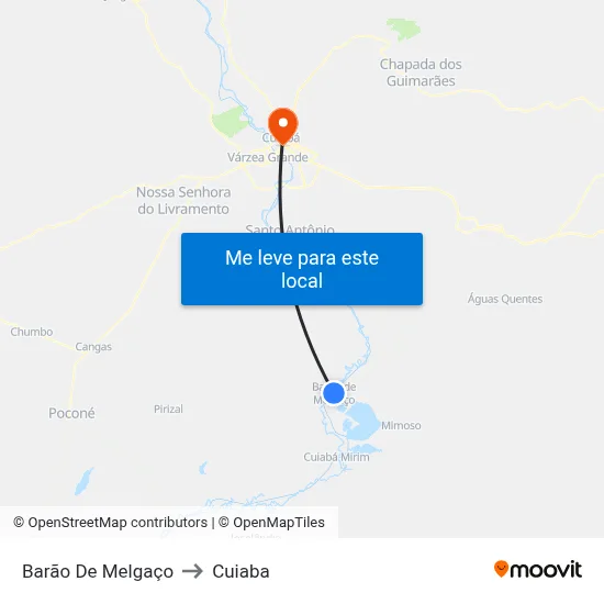 Barão De Melgaço to Cuiaba map