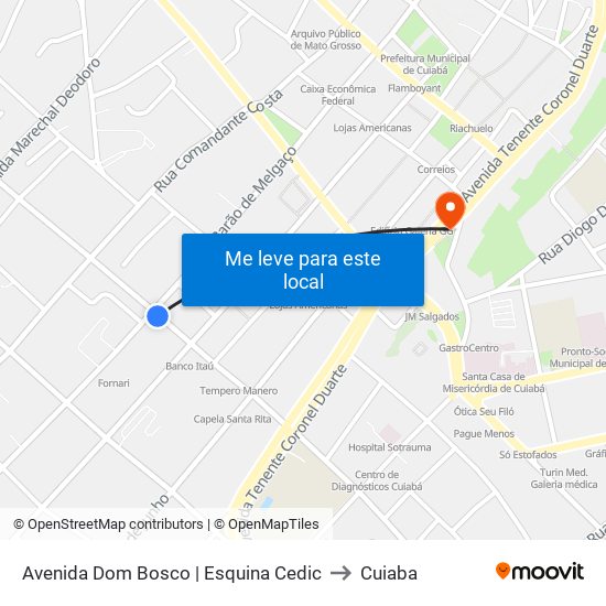 Avenida Dom Bosco | Esquina Cedic to Cuiaba map