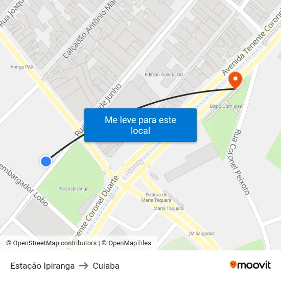 Estação Ipiranga to Cuiaba map