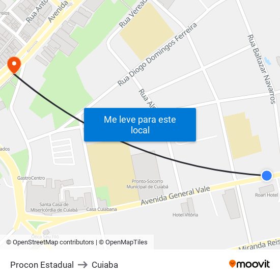 Procon Estadual to Cuiaba map