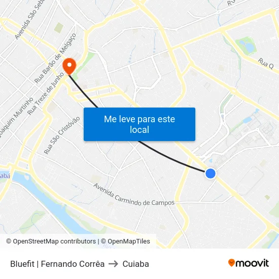 Bluefit | Fernando Corrêa to Cuiaba map