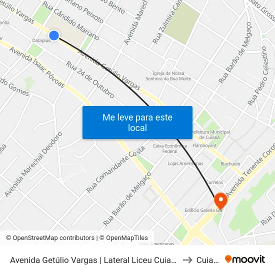 Avenida Getúlio Vargas | Lateral Liceu Cuiabano to Cuiaba map