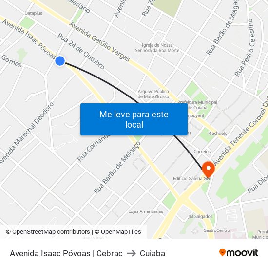 Avenida Isaac Póvoas | Cebrac to Cuiaba map