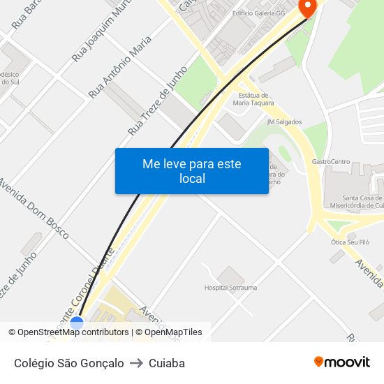 Colégio São Gonçalo to Cuiaba map