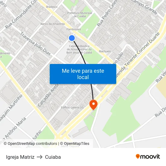 Igreja Matriz to Cuiaba map