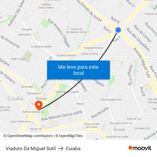 Viaduto Da Miguel Sutil to Cuiaba map