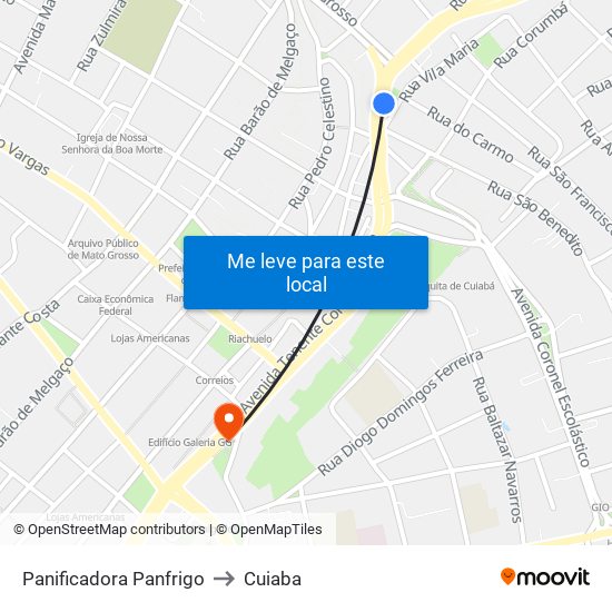 Panificadora Panfrigo to Cuiaba map