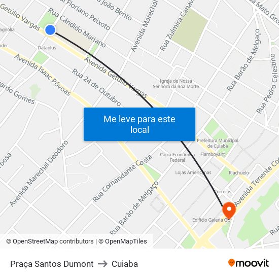 Praça Santos Dumont to Cuiaba map