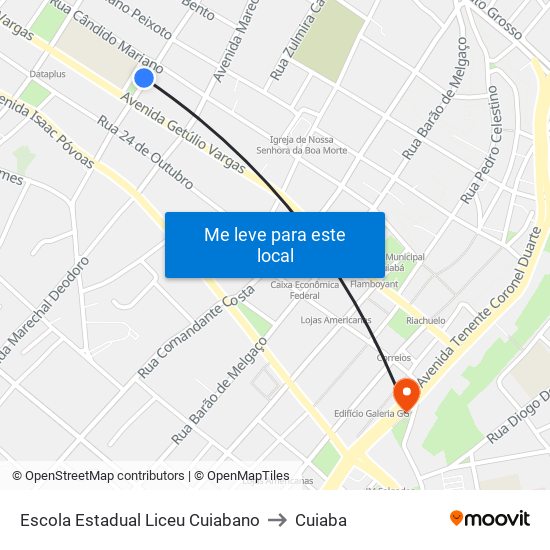 Escola Estadual Liceu Cuiabano to Cuiaba map