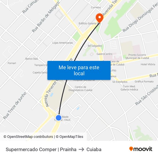 Supermercado Comper | Prainha to Cuiaba map