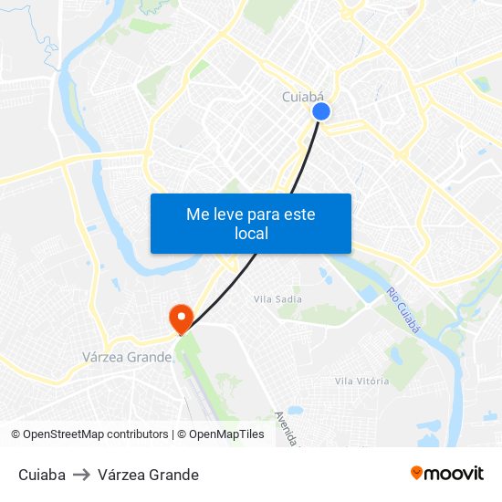 Cuiaba to Várzea Grande map